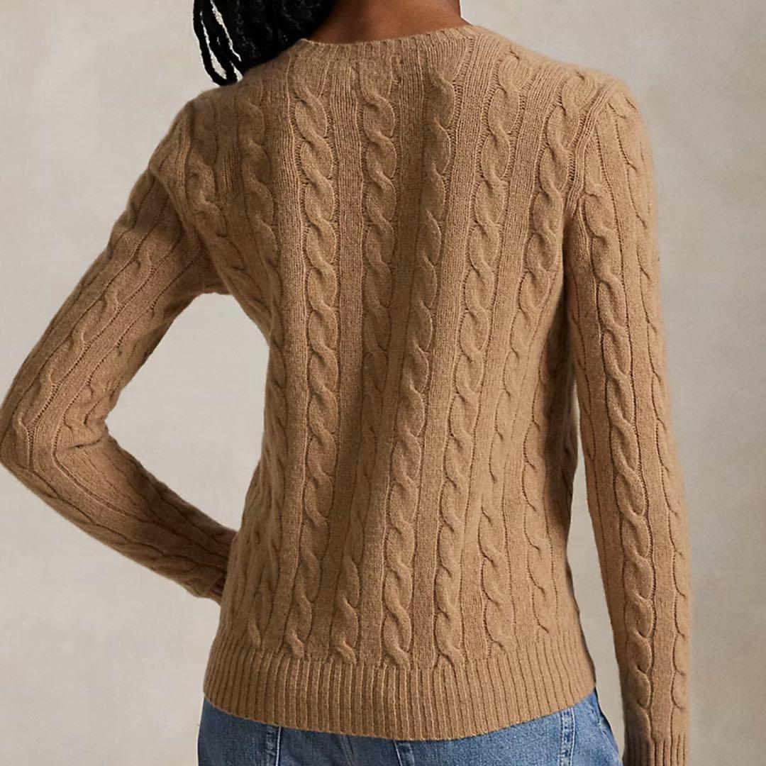 新品 ポロラルフローレン M レディース ケーブルニット キャメル コットン