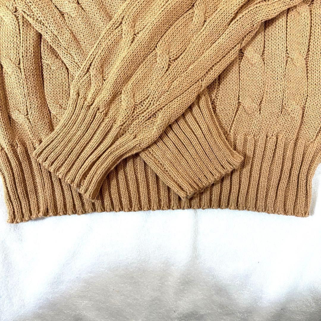 新品 ポロラルフローレン M レディース ケーブルニット キャメル コットン