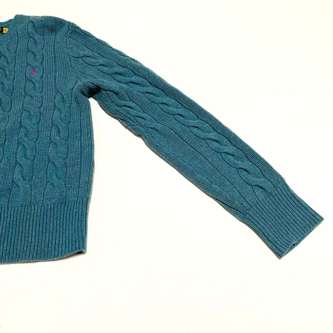 ポロラルフローレン　太ケーブル　QRタグ　カーディガン　刺繍　カシミヤ　洗濯可