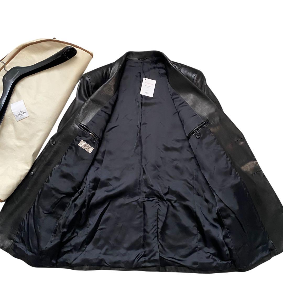 【極美品】 エルメス レザージャケット ラムレザー サイズ52 ブラックタグ有り