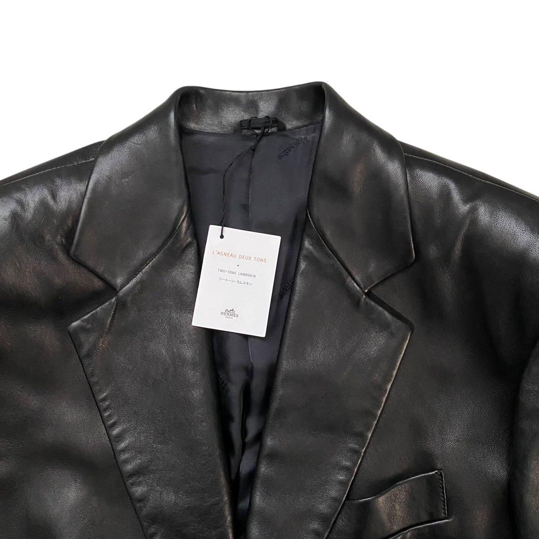 【極美品】 エルメス レザージャケット ラムレザー サイズ52 ブラックタグ有り