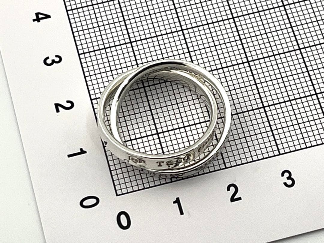 f119 美品　ティファニー　インターロッキング　ダブルリング　925 約14号