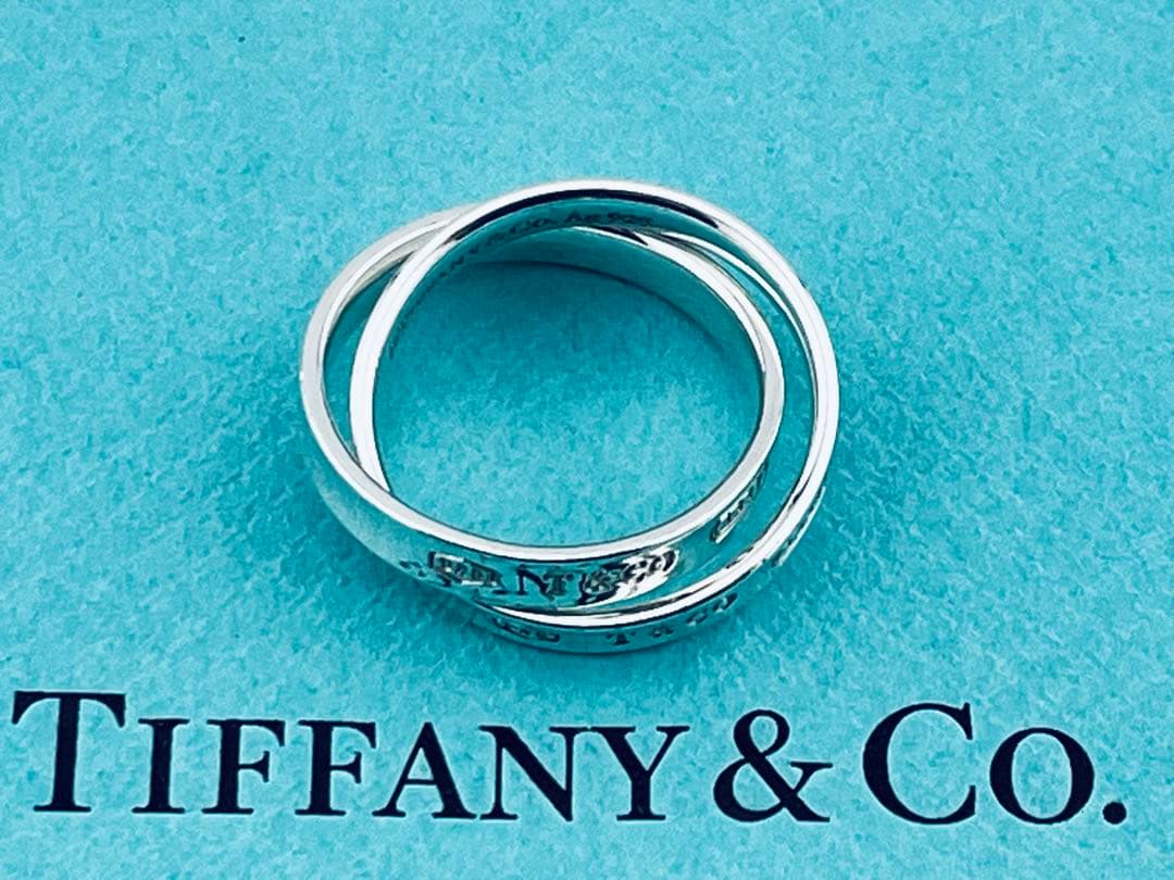 f119 美品　ティファニー　インターロッキング　ダブルリング　925 約14号