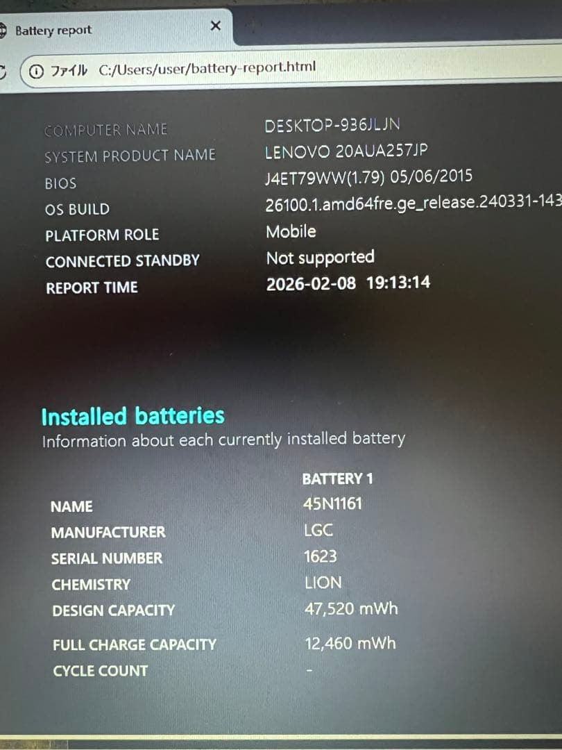 Windowsノート本体 ThinkPad L540 i3-4000M 8GB SSD240GB