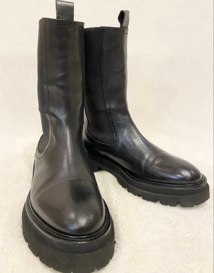 PASCUCCI ブラック サイドゴアブーツ 36