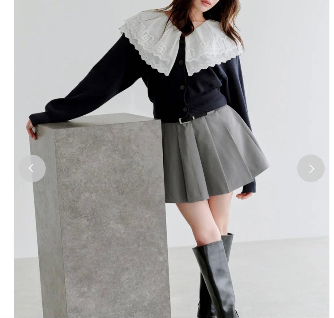 美品　SNIDEL スナイデル　レースカラーニットプルオーバー