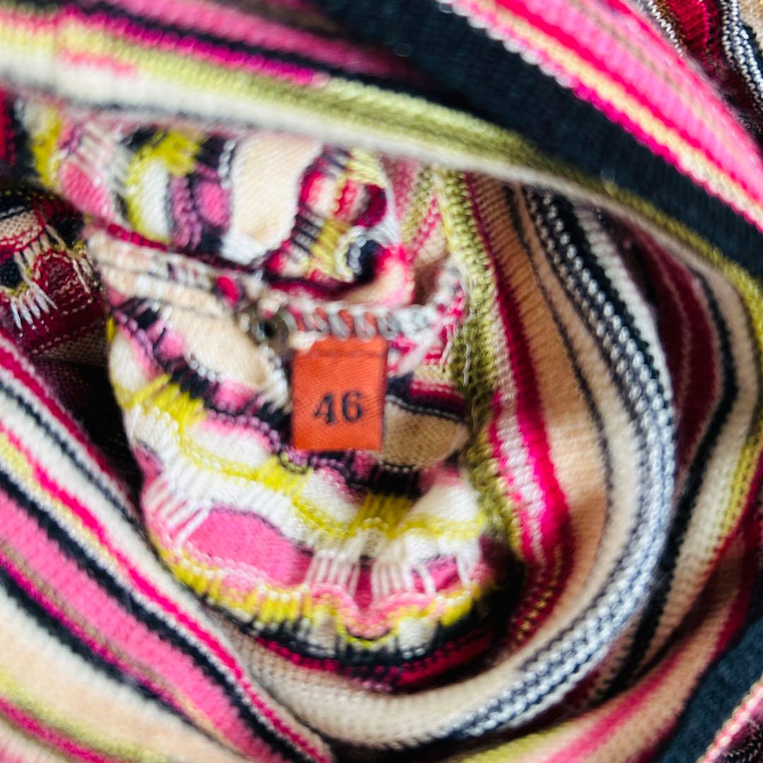 MISSONI ニット タートルネック長袖 ボーダー イタリヤ製シルクブレンドM