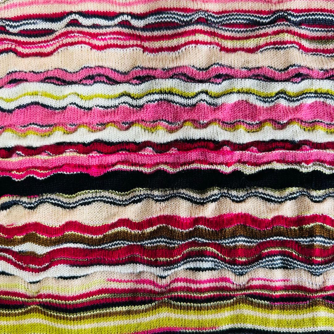 MISSONI ニット タートルネック長袖 ボーダー イタリヤ製シルクブレンドM