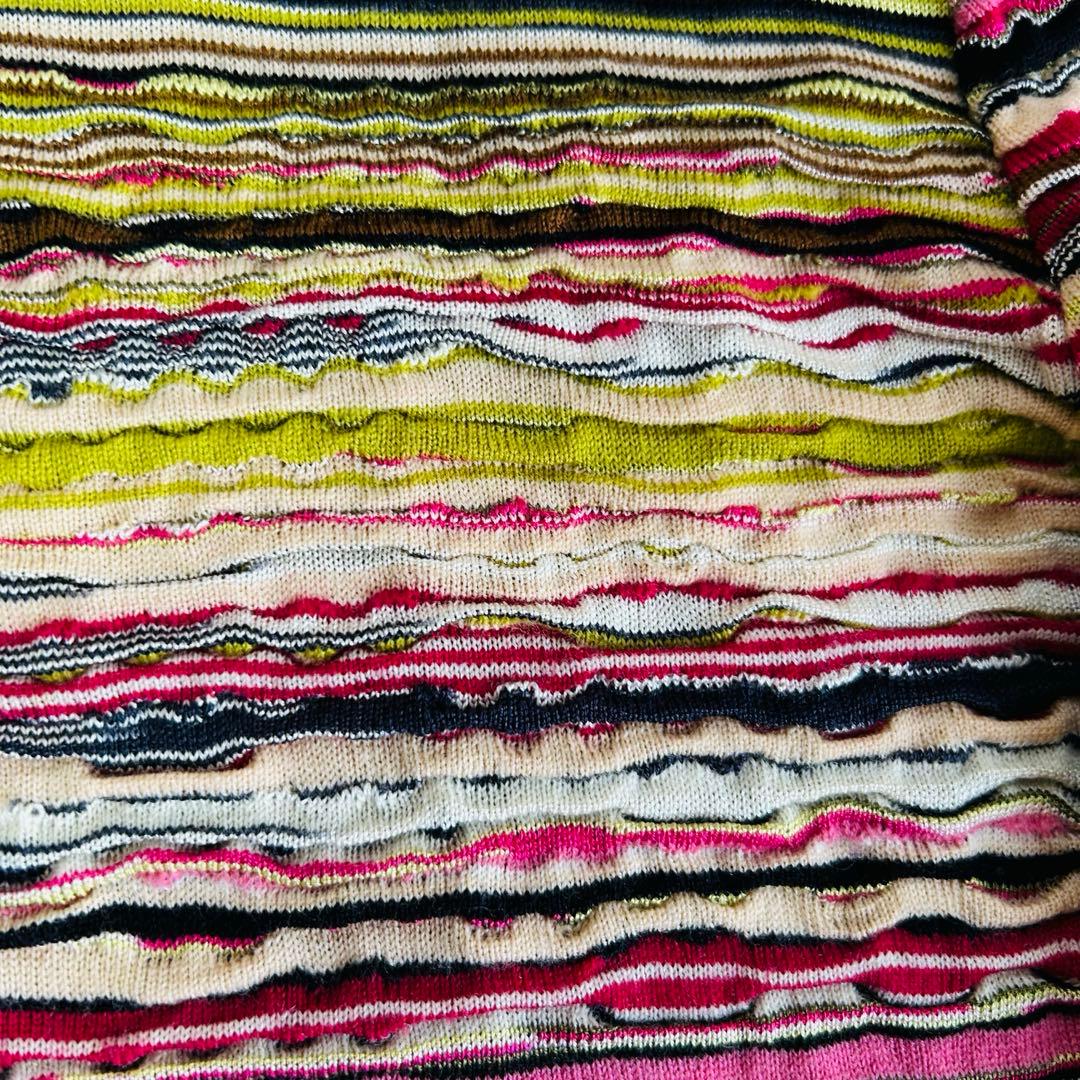 MISSONI ニット タートルネック長袖 ボーダー イタリヤ製シルクブレンドM