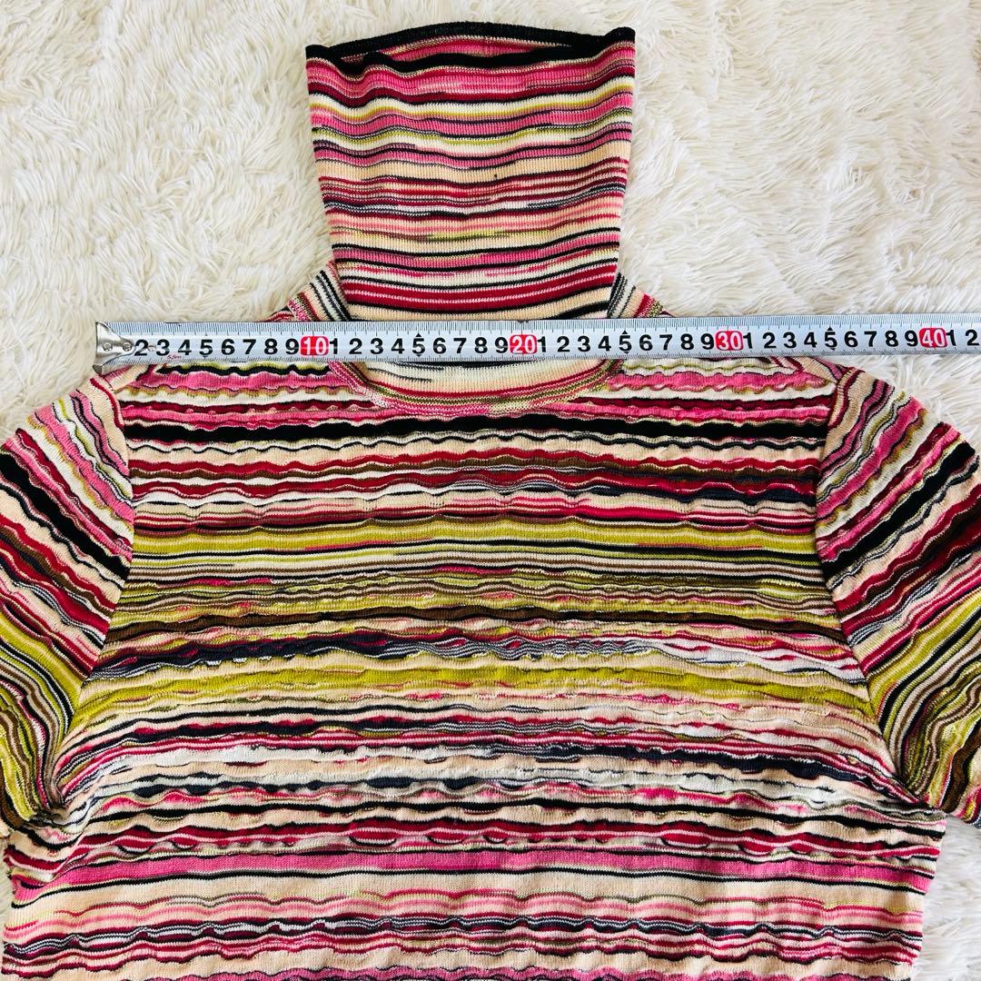 MISSONI ニット タートルネック長袖 ボーダー イタリヤ製シルクブレンドM