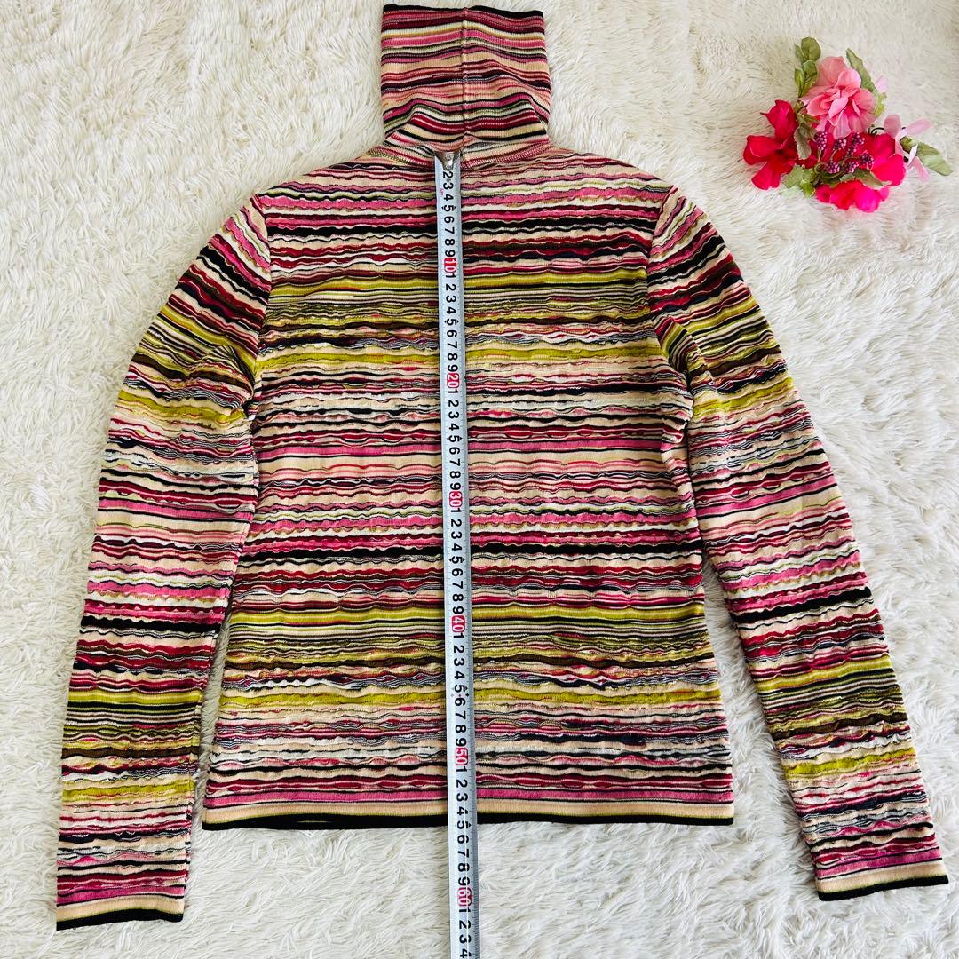 MISSONI ニット タートルネック長袖 ボーダー イタリヤ製シルクブレンドM