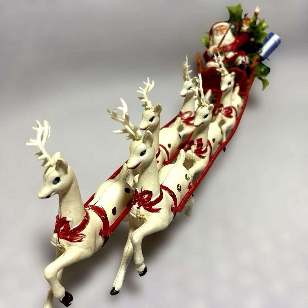ヴィンテージXmasサンタクロースとトナカイのソリ