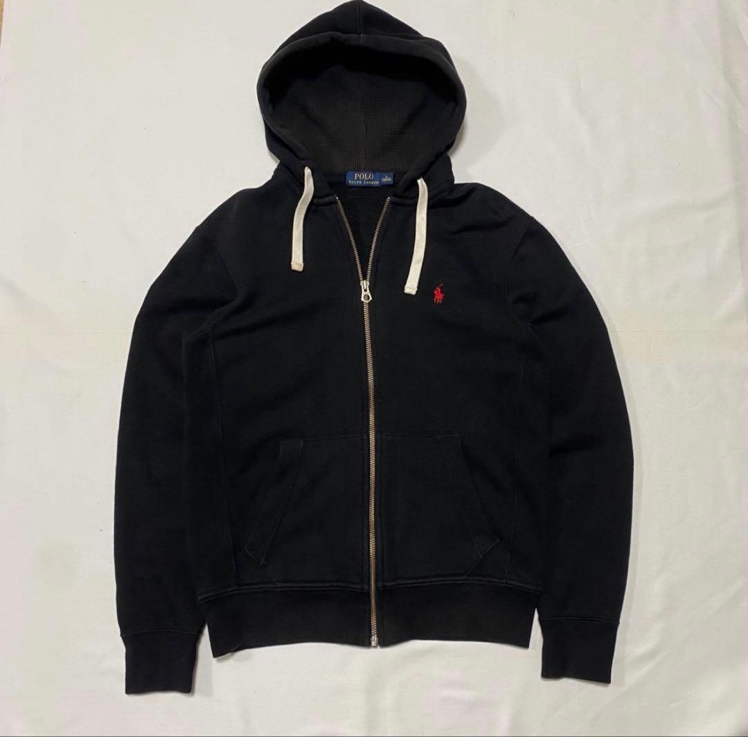 黒 フルジップ パーカー フード付き