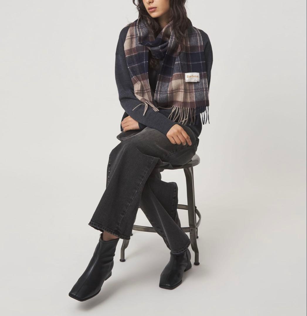 barbour 国内EXCLUSIVE タータンチェックマフラー ベージュ