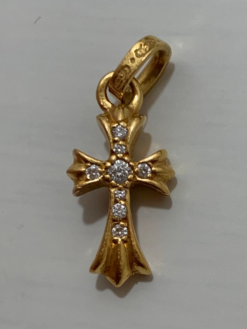 y*u様 クロムハーツ　22kダイヤベビーファットクロス　ネックレストップ