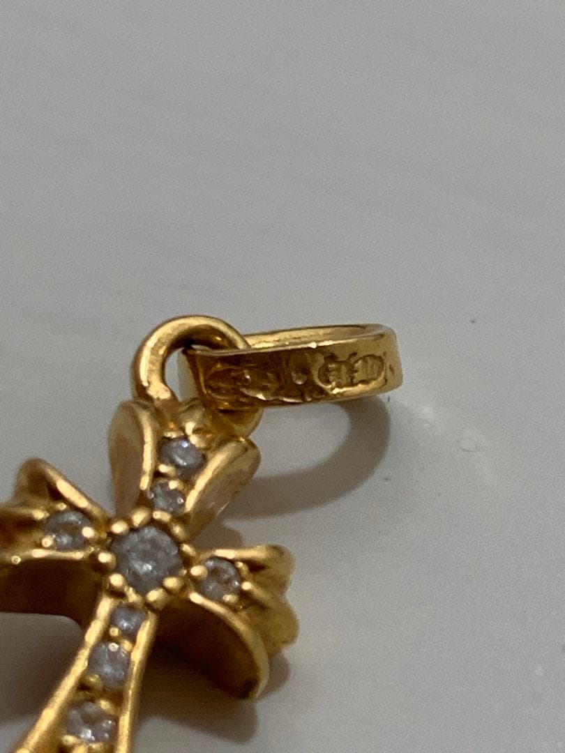 y*u様 クロムハーツ　22kダイヤベビーファットクロス　ネックレストップ