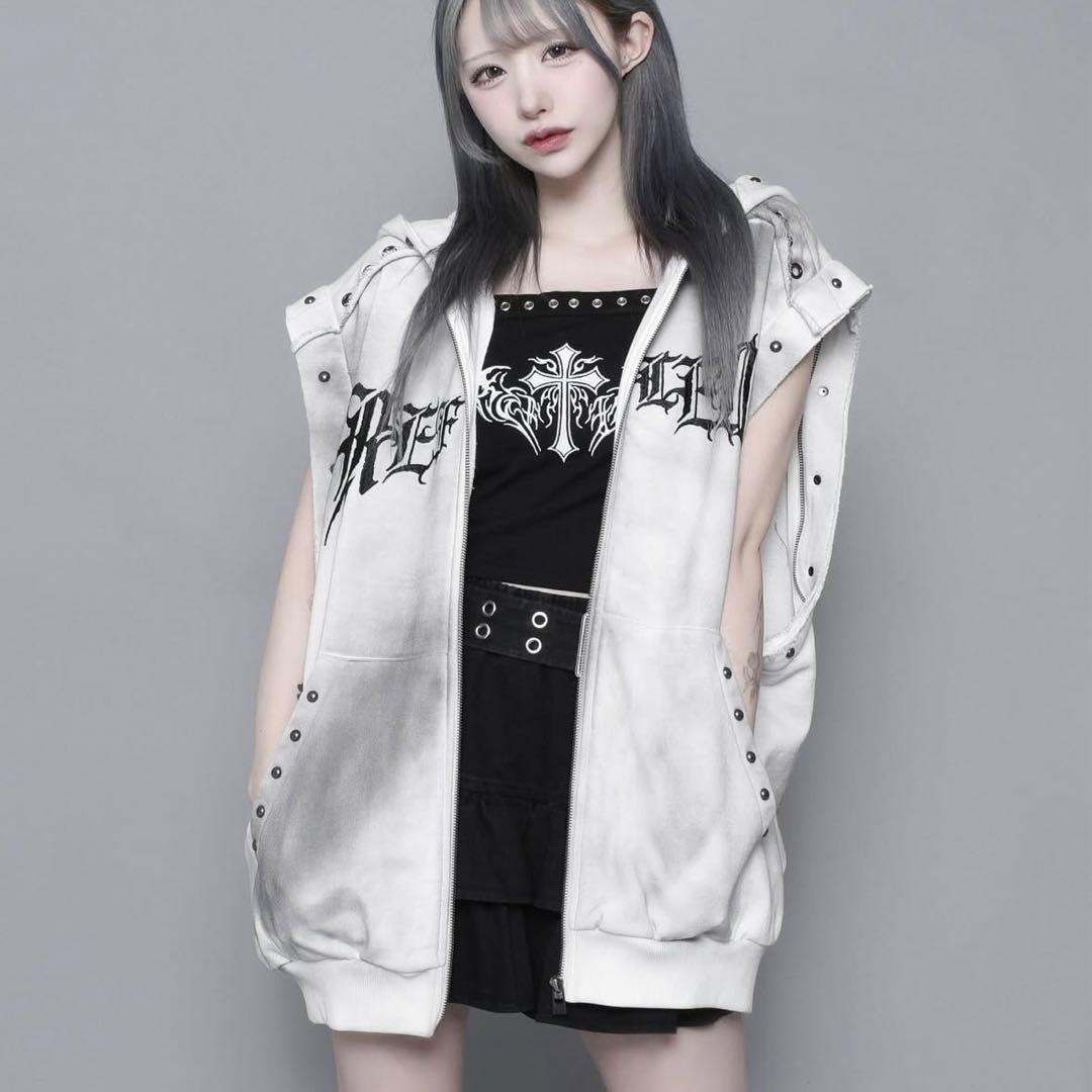 REFLEM 25ss ホワイト 顔料加工セパレートスリーブZIPパーカー