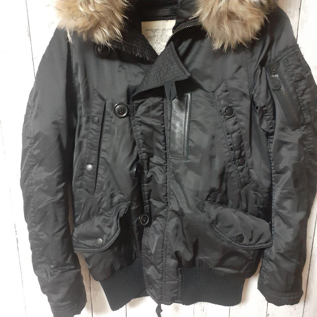 美品G.O.A. N-28Y2Kミリタリージャケットフライトファー美品黒F