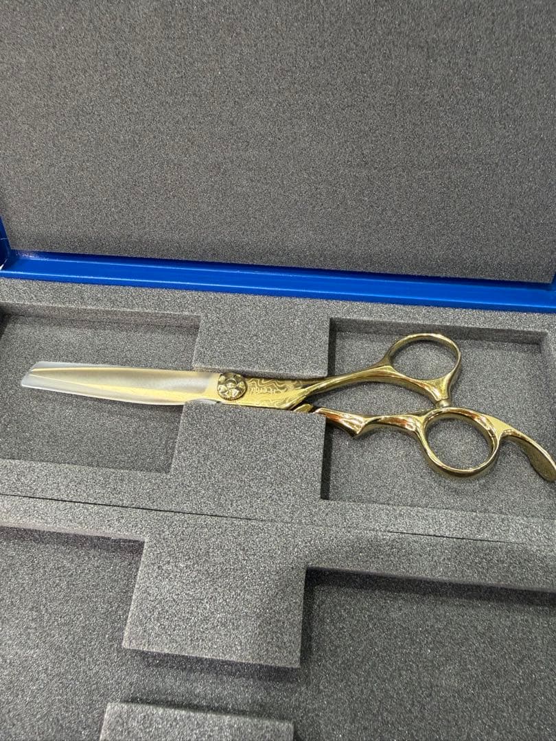 ヘブンスシザー ダマスカス鋼 ドライカットシザー ゴールドコーティング
