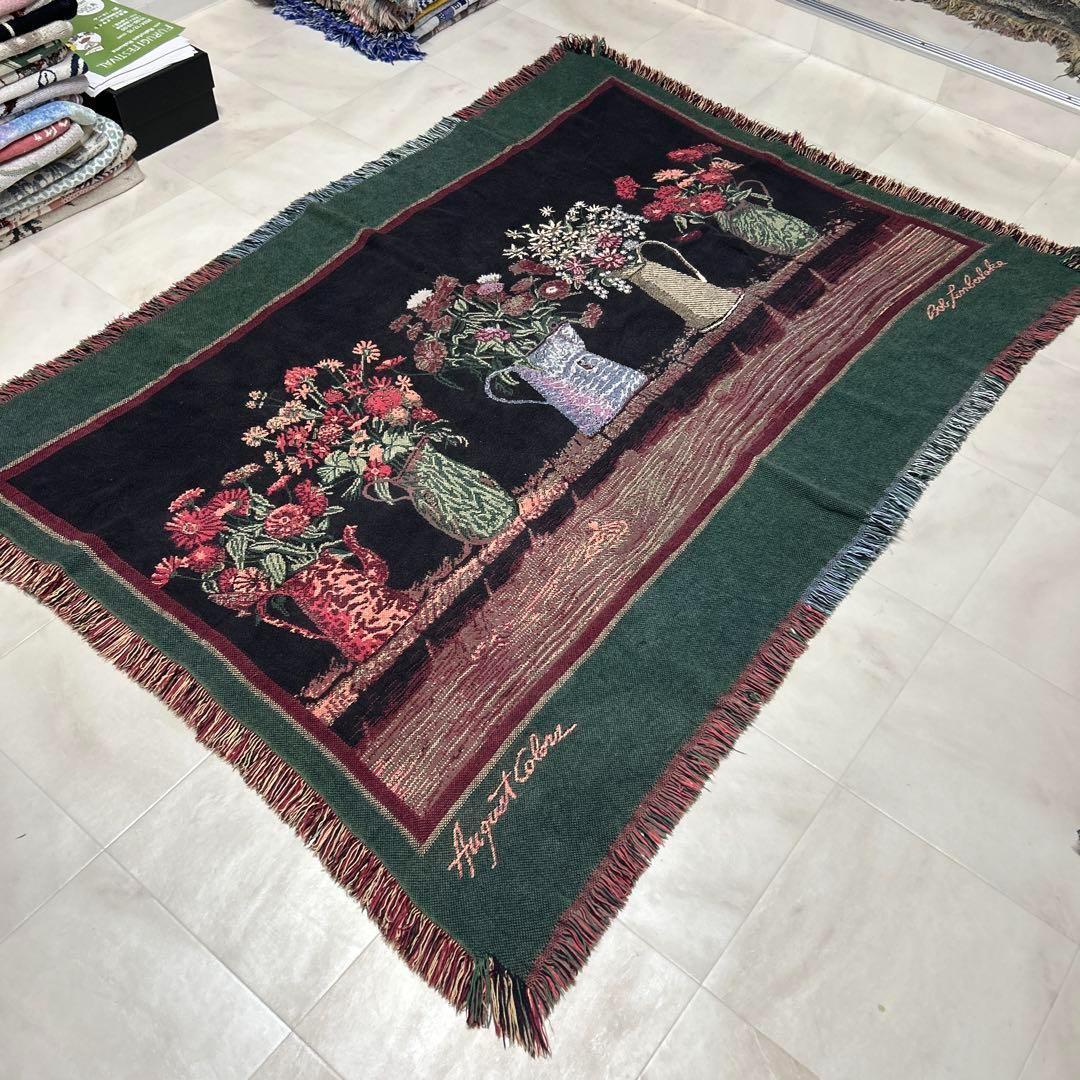 花　花瓶　マルチカバー　ソファーカバー　ヴィンテージラグ　120x165