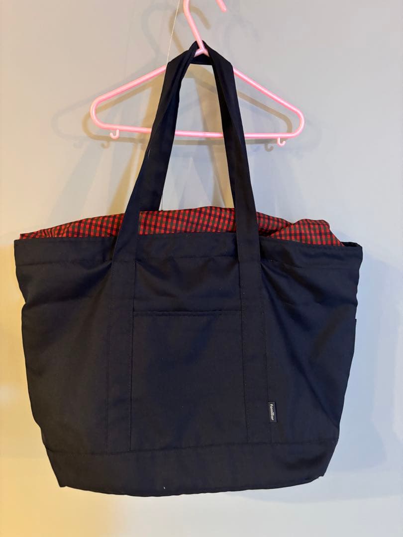 familiar ファミリア　マザーズバッグ チェック　赤　大容量　現行品