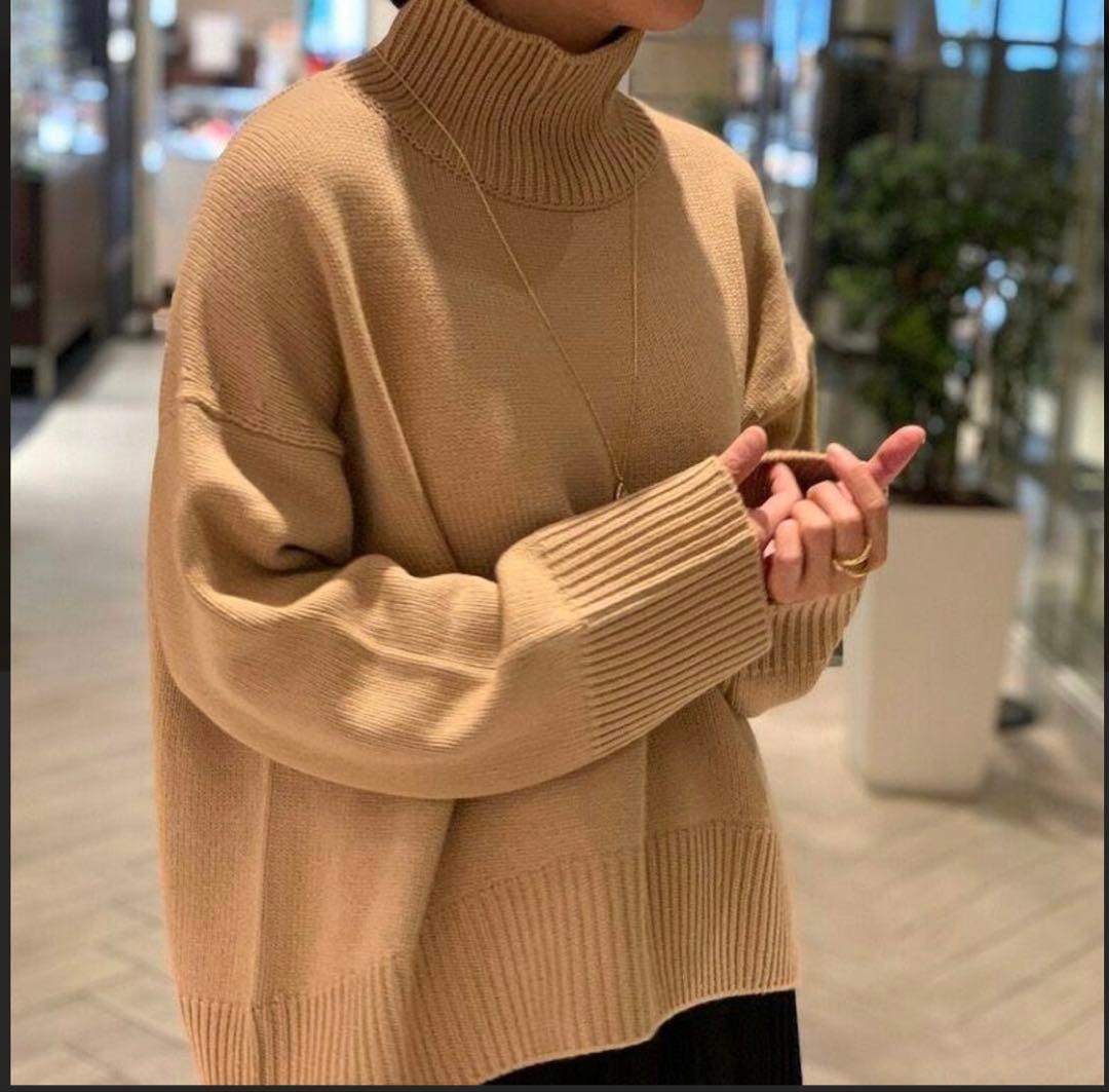 ⭐︎ebure エブール⭐︎ローゲージ カシミヤ タートル　ニット　ブラック38