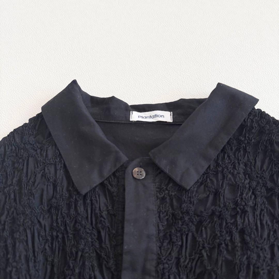 Plantation コットンワンピース 凹凸 くしゅくしゅ シャツワンピ