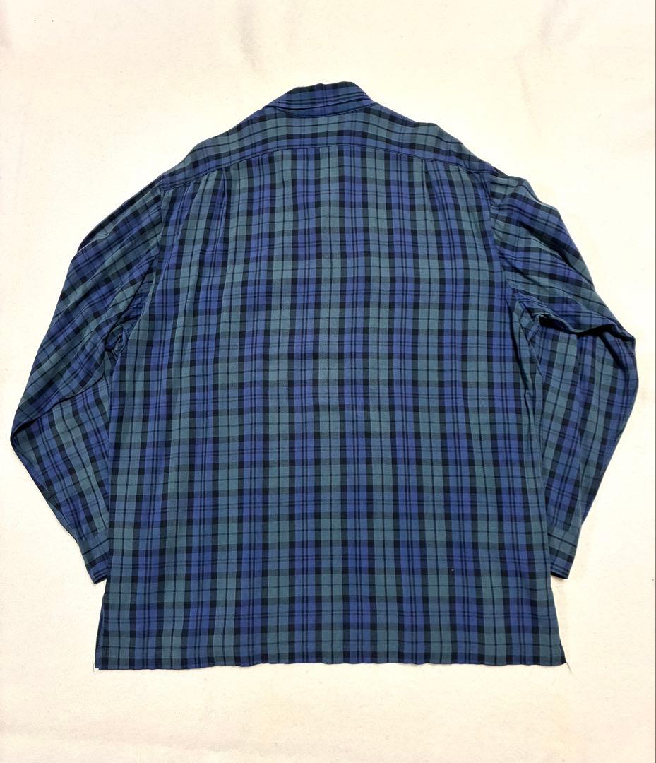 ラルフローレン オープンカラー シャツ レーヨン ボックス ブラックウォッチ L