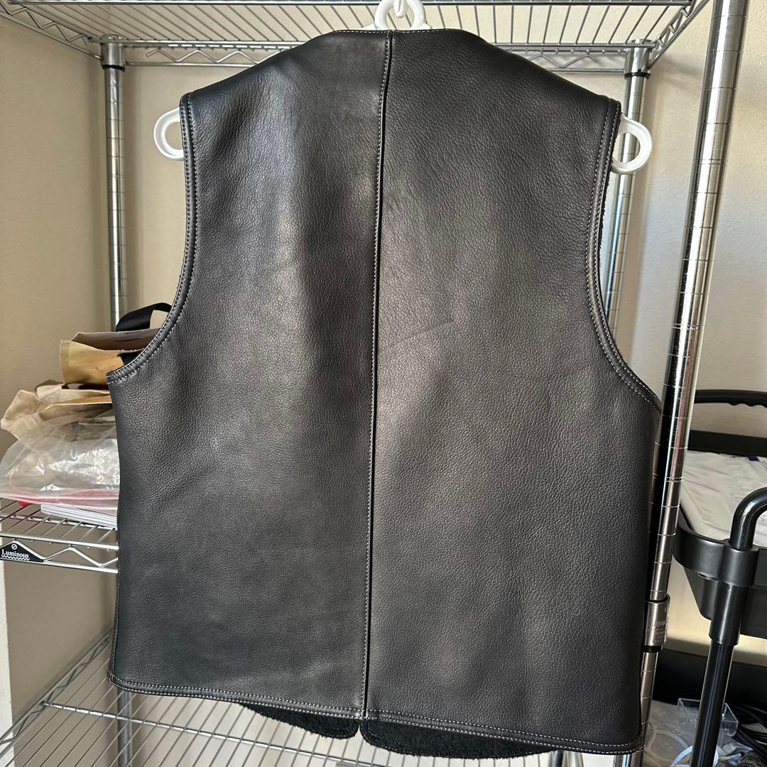 鹿革ベスト M ニュージーランド産ディアスキン WWⅠミリタリー ムートン裏地