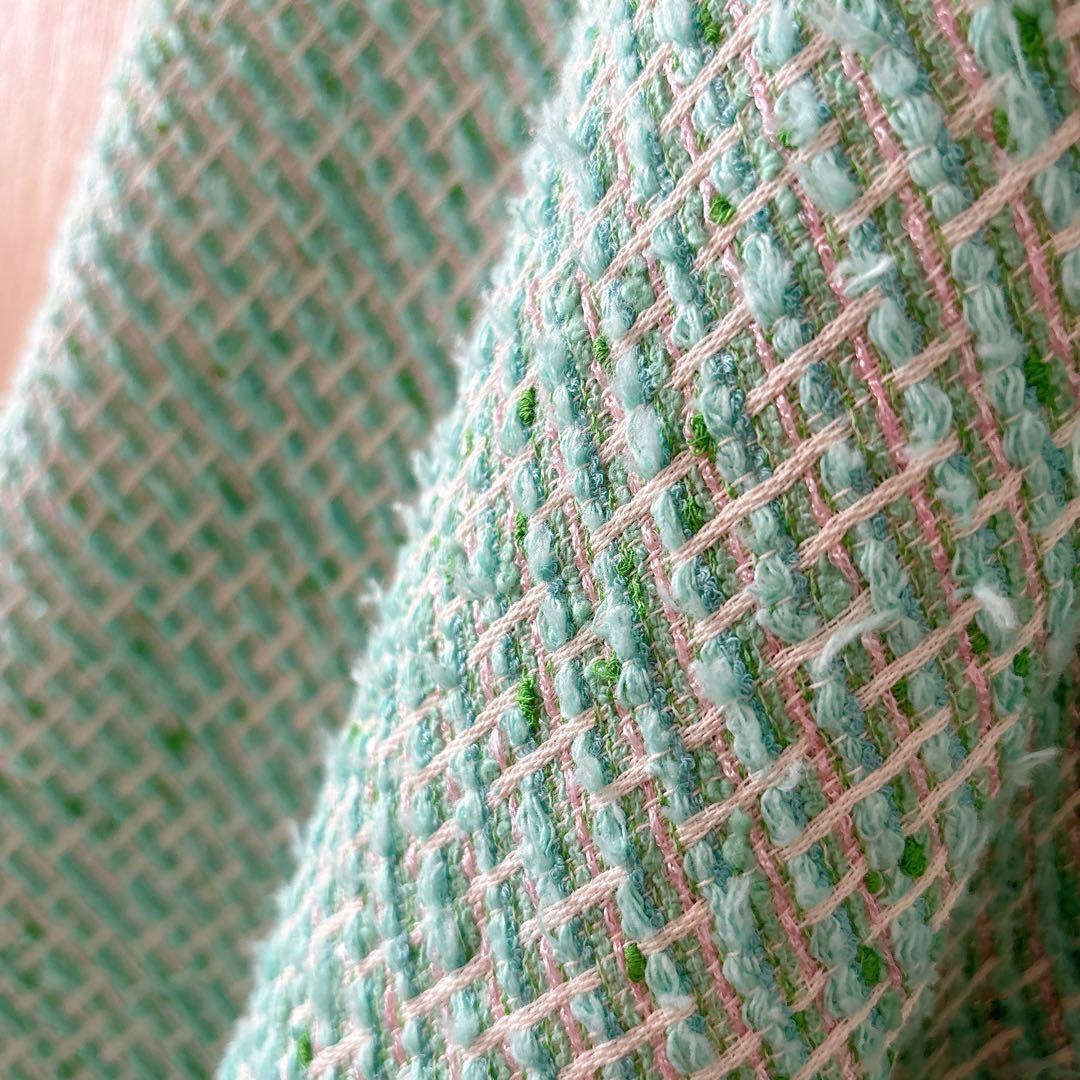 【1227】美品　アナイ　グリーンプレイドツイード スカート