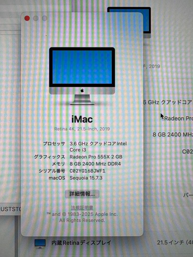iMac (Retina 21.5-inch, 2019) 本体SSDモデル