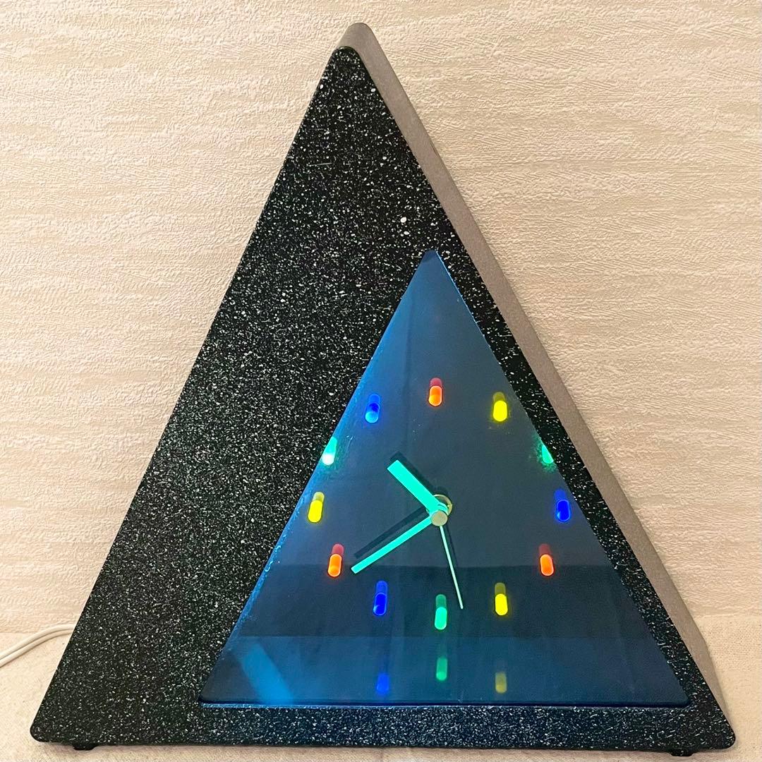 【希少】80's ネオンクロック 置き時計 三角 ヴィンテージ ビンテージ