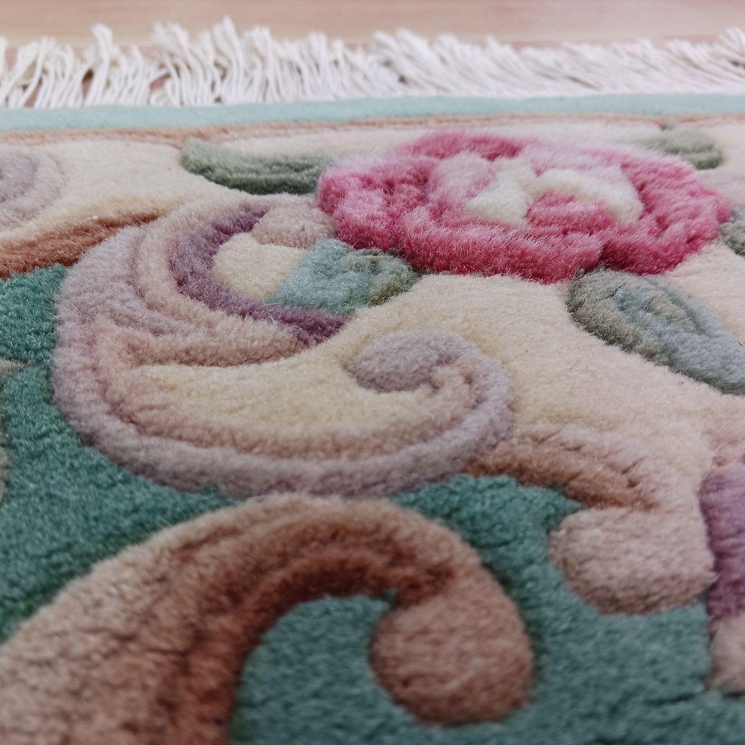 専用Y2690-3 高級中国段通 ウール100% ハンドカット 153×91㎝