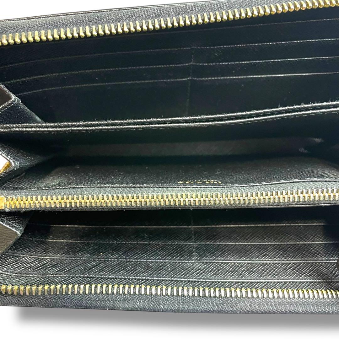 【高級】PRADA プラダ　ラウンドジップ　長財布　レザー　黒　三角ロゴ