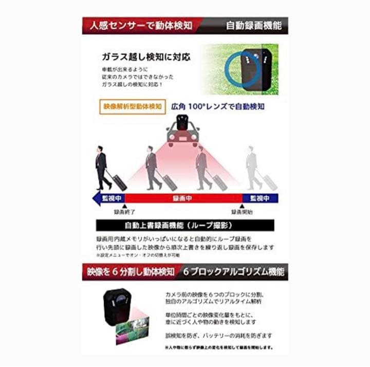 ガラス越しに撮れる 最新モデル 防犯カメラ あおり運転対策 録画