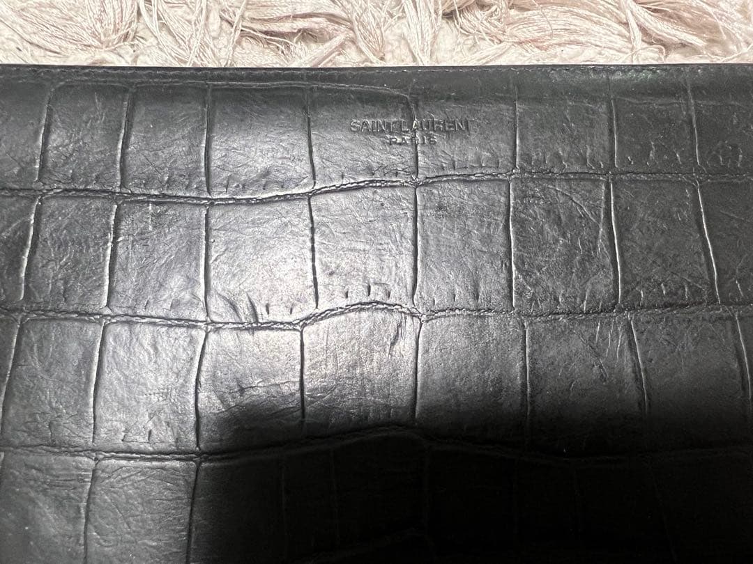 サンローラン　クロコダイル　型押し　長財布 ブラック