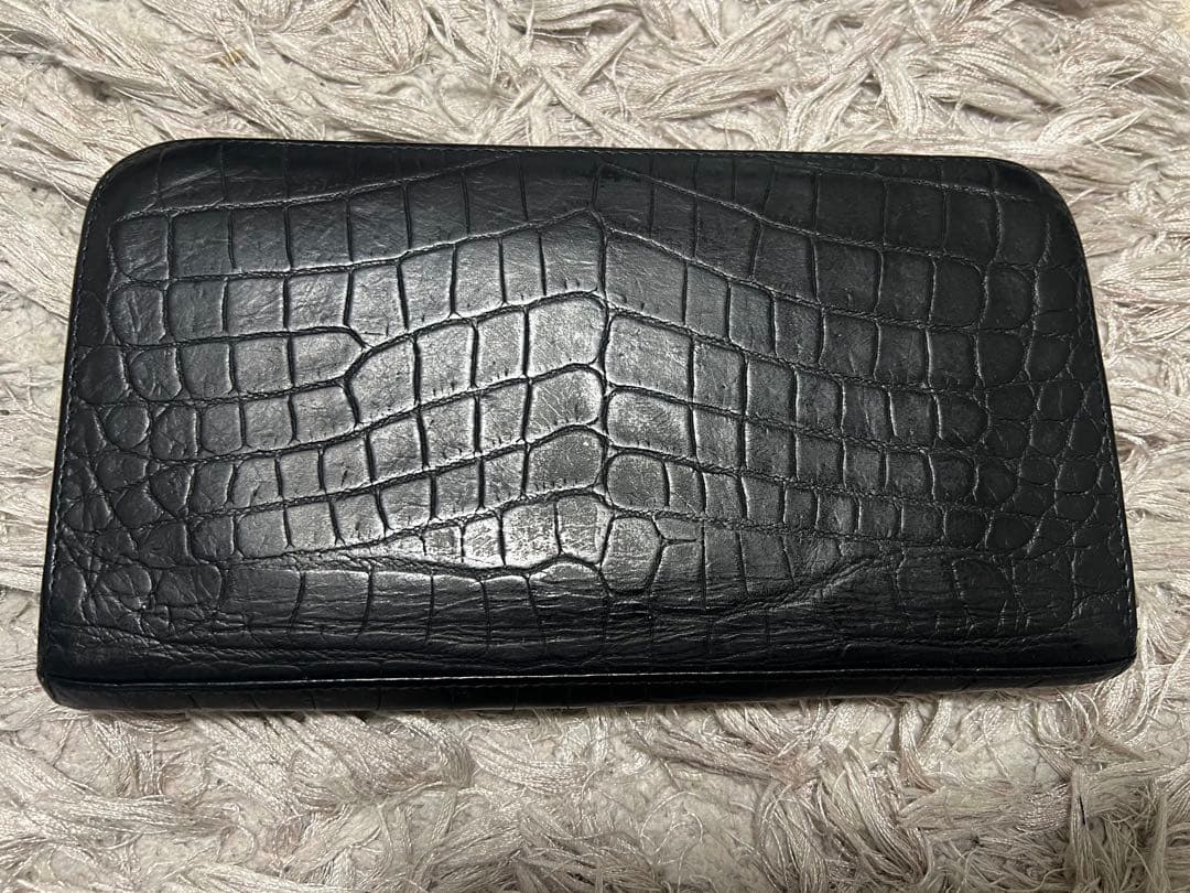 サンローラン　クロコダイル　型押し　長財布 ブラック