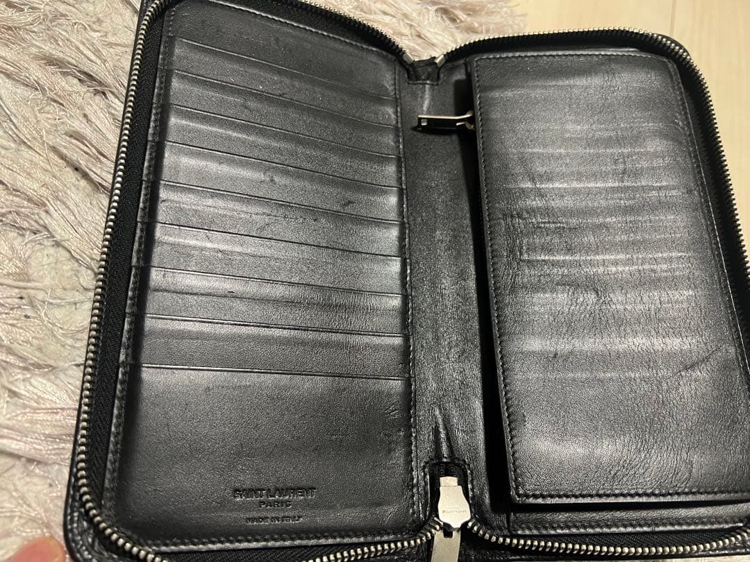 サンローラン　クロコダイル　型押し　長財布 ブラック