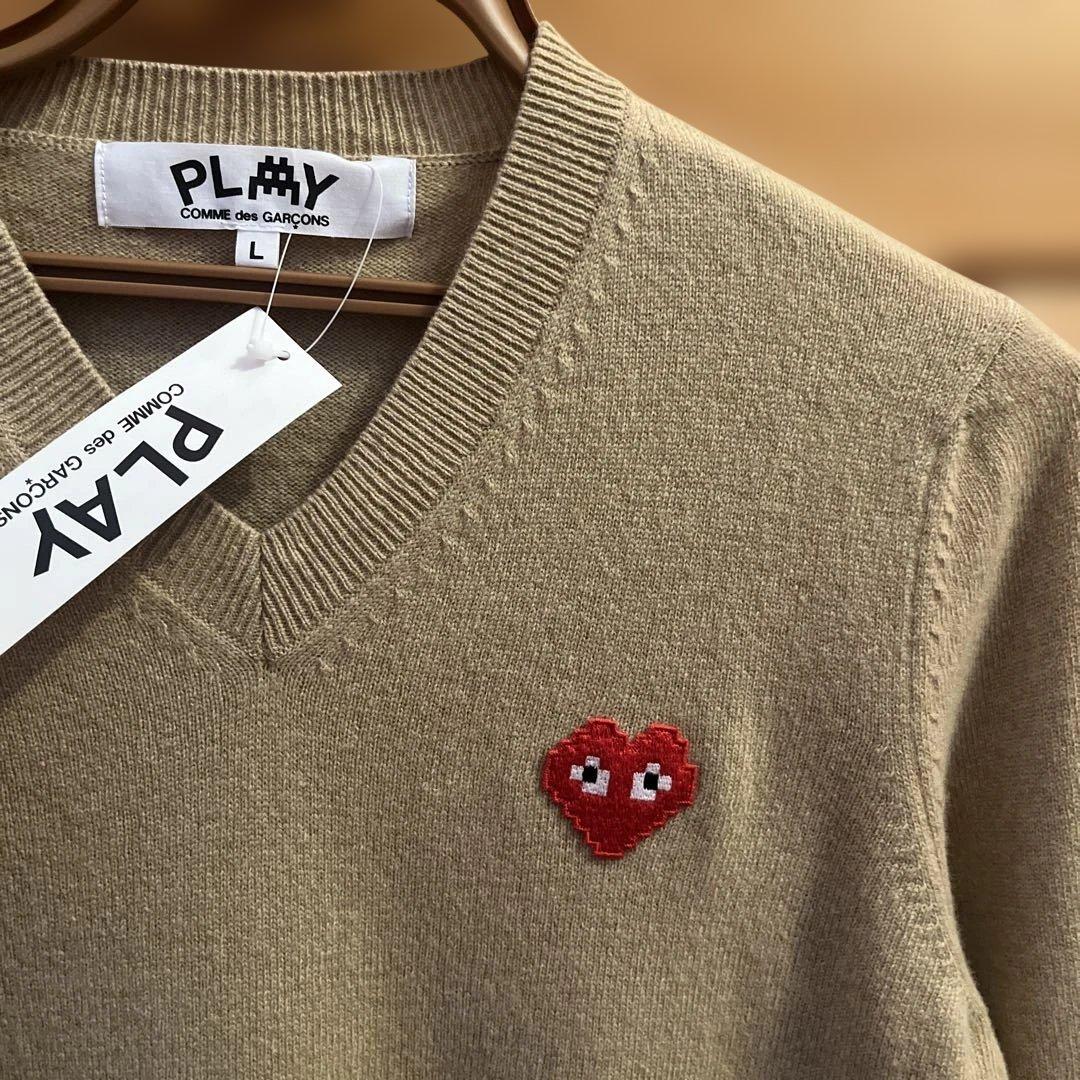 PLAYコムデギャルソン インベーダーコラボ 赤ハートワッペン ニット L