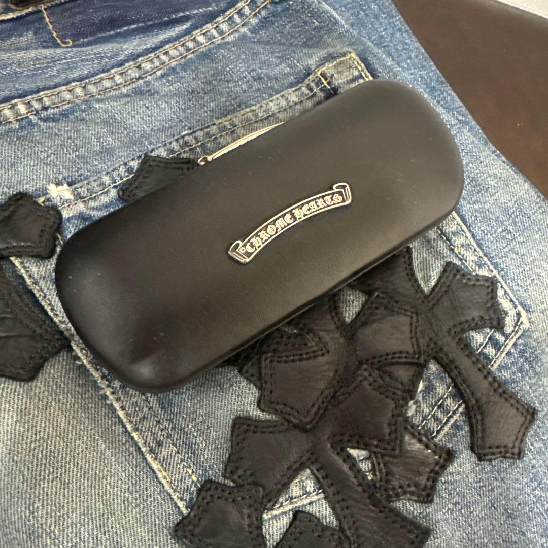 CHROME HEARTS/クロムハーツ スクロールラベル レザーメガネケース