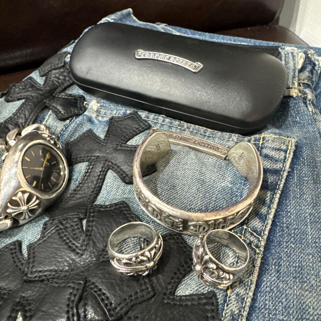 CHROME HEARTS/クロムハーツ スクロールラベル レザーメガネケース