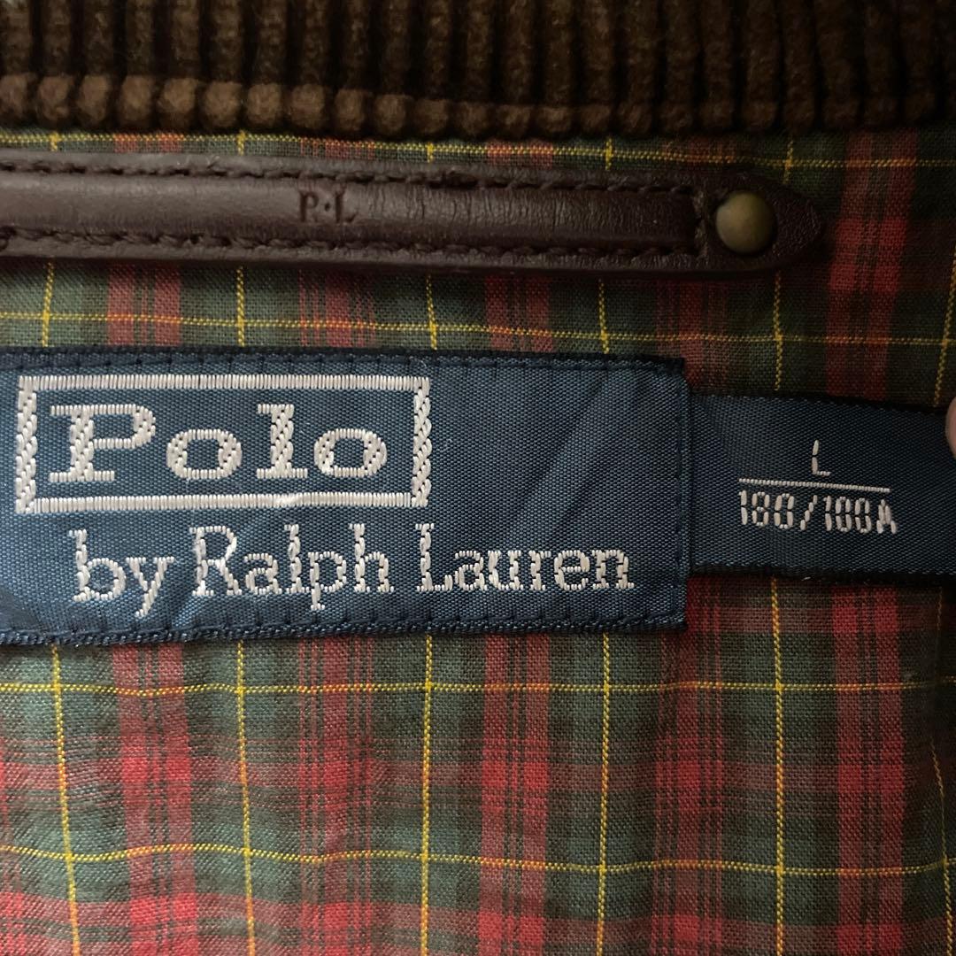 ラルフローレン　ラムレザーベスト 羊革 タータンチェック裏地 ヴィンテージ