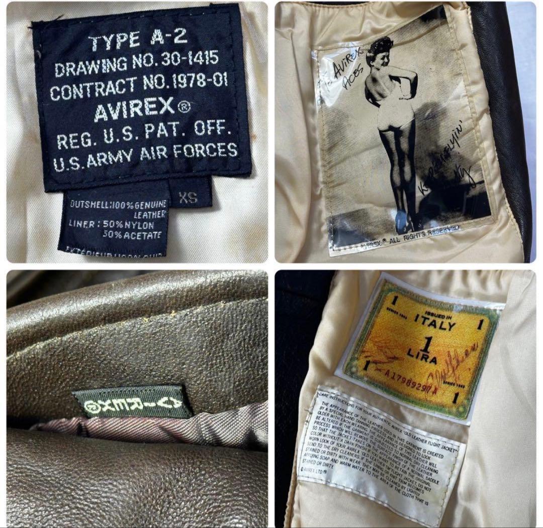 【胸タグ】アヴィレックス A-2 フライト レザージャケット ダークブ