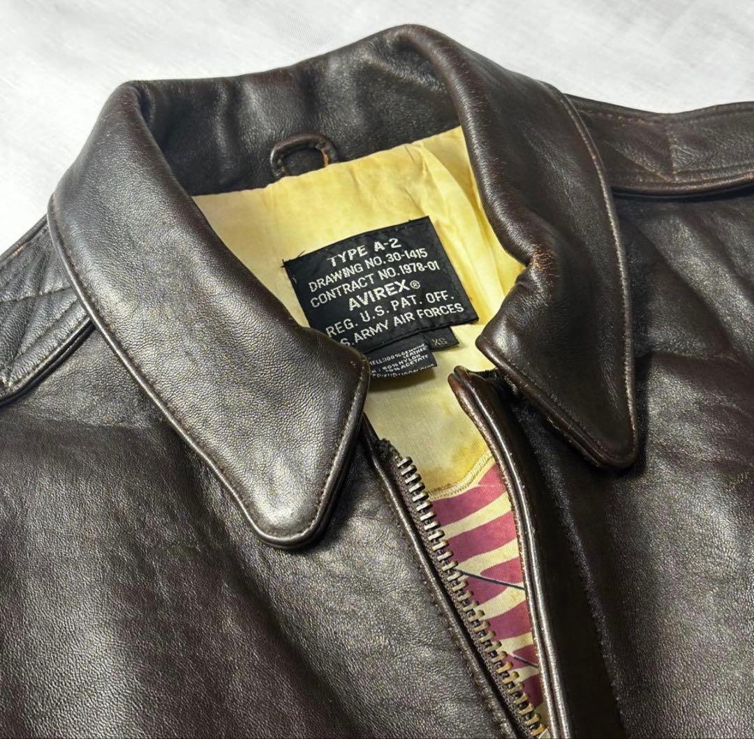 【胸タグ】アヴィレックス A-2 フライト レザージャケット ダークブ