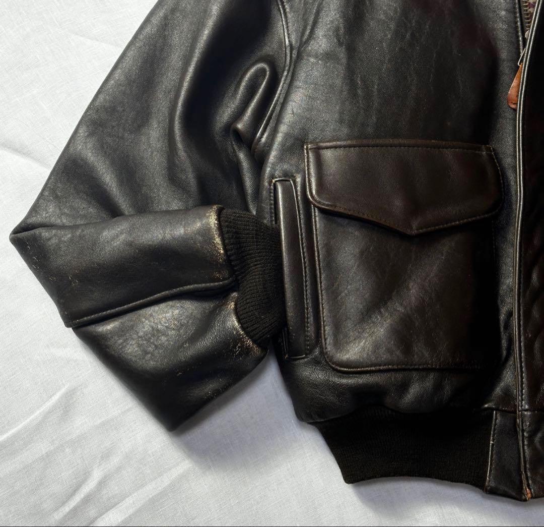 【胸タグ】アヴィレックス A-2 フライト レザージャケット ダークブ