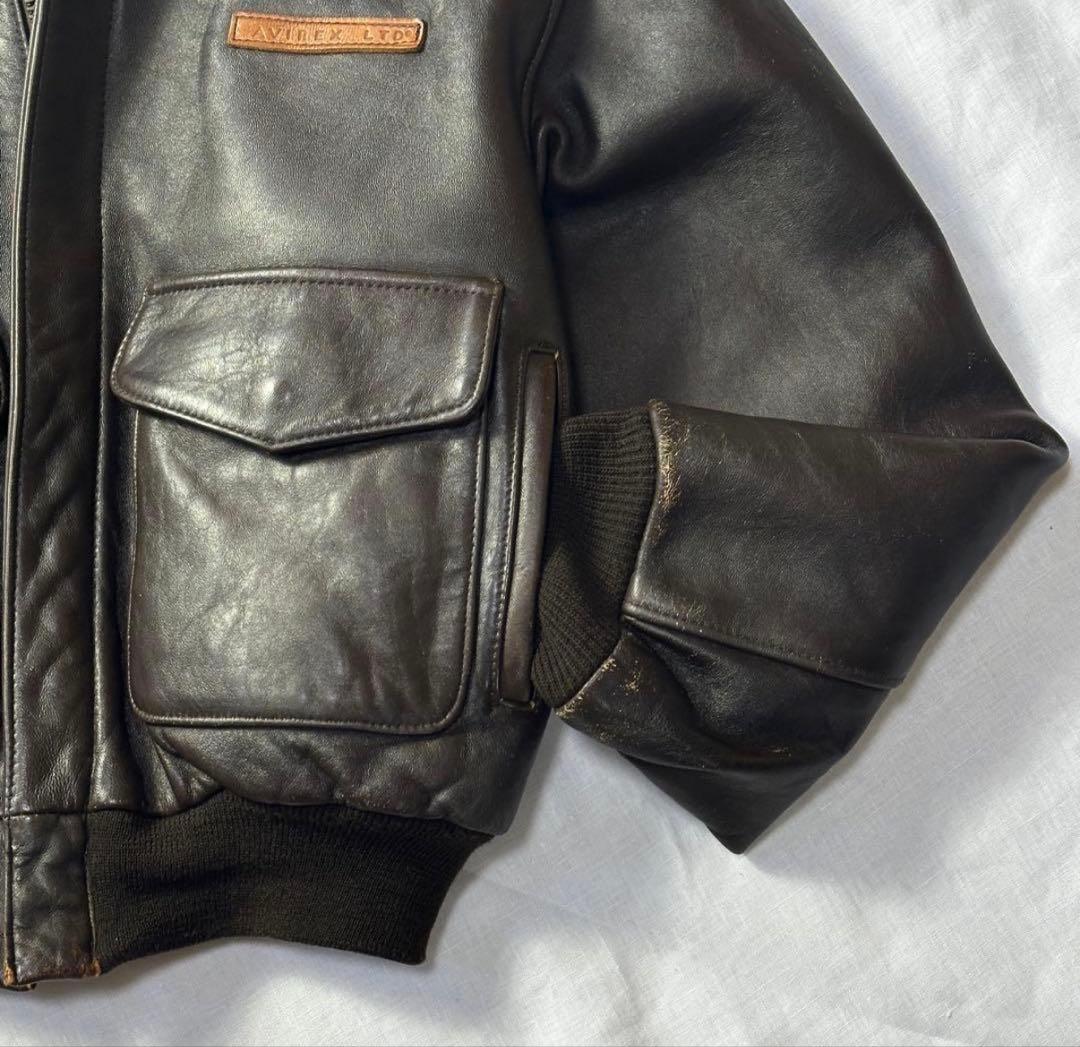 【胸タグ】アヴィレックス A-2 フライト レザージャケット ダークブ