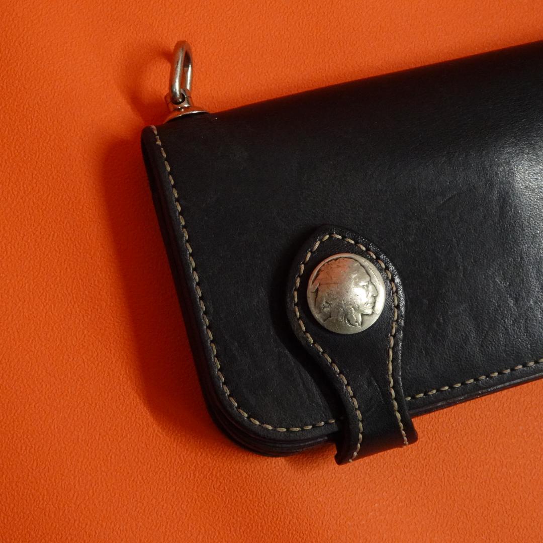 KC's レザーロングウォレット ブラック コンチョ 日本製