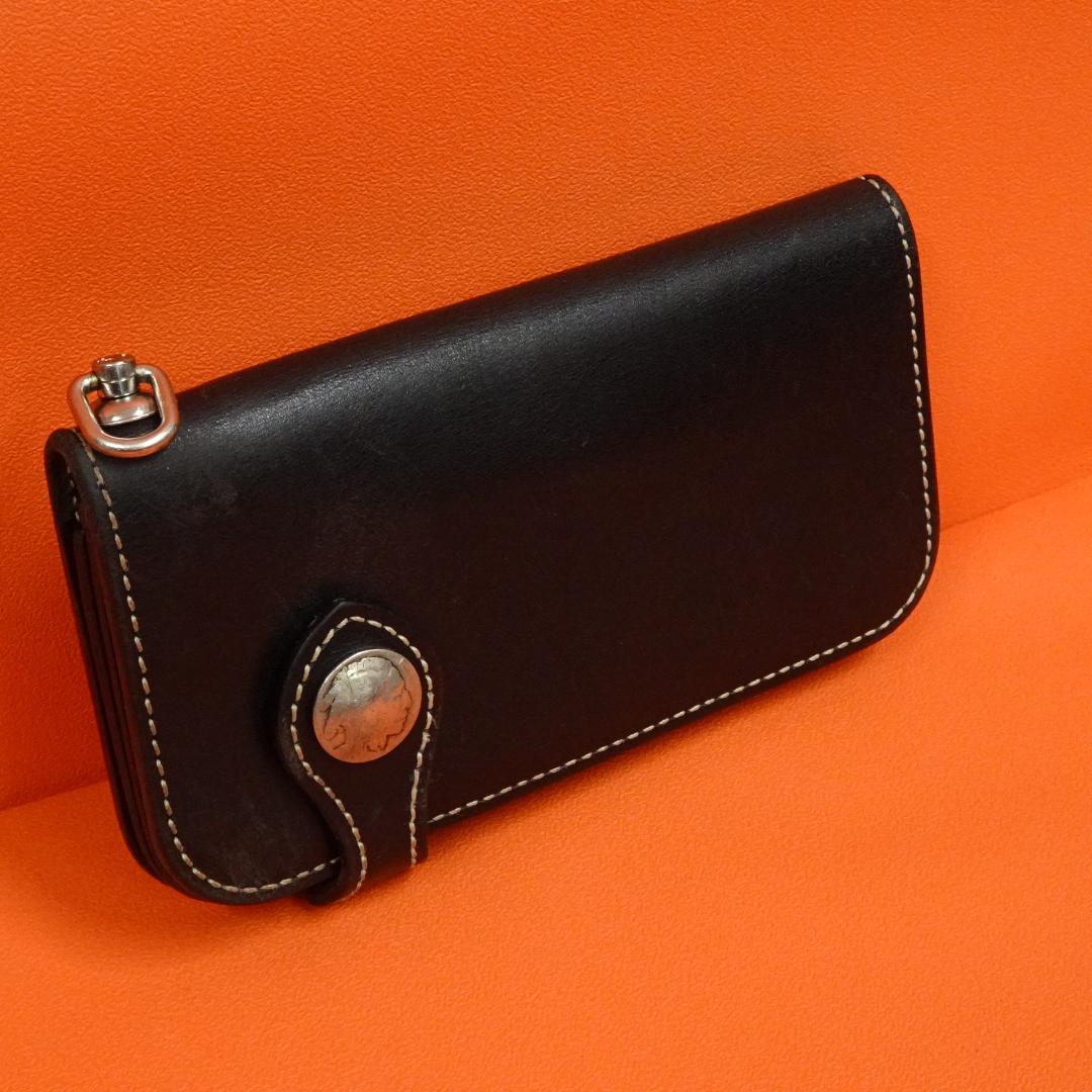 KC's レザーロングウォレット ブラック コンチョ 日本製