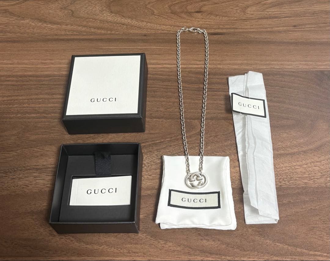 GUCCI グッチネックレス インターロッキング GG WGロゴ