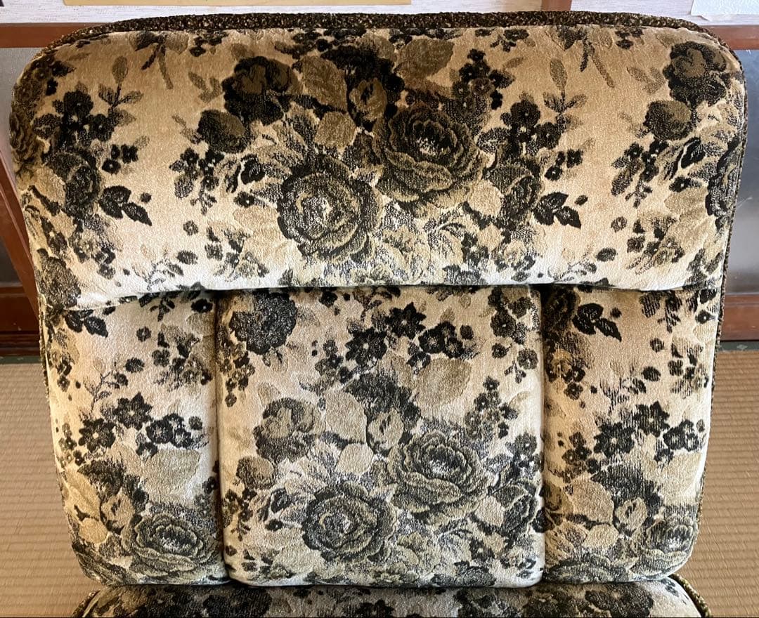 【ゆっけ様】オールドカリモク 一人掛けソファ 花柄 グリーン ①